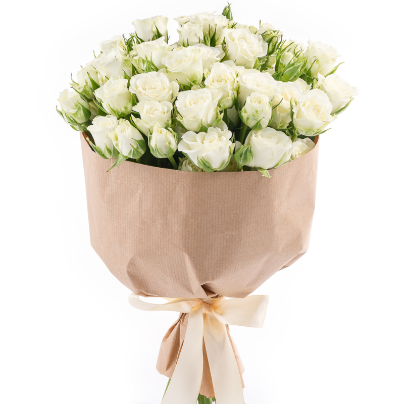 Букет из 11 кустовых роз в крафте